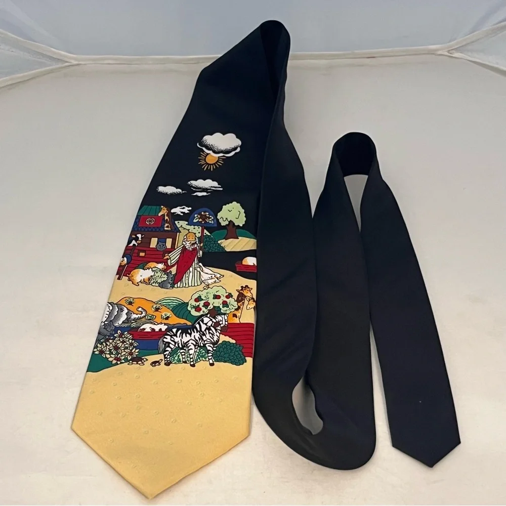 Parquet Noah's Ark Religious Themed Graphic Polyester Tie